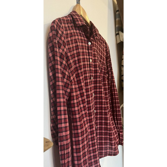 J Crew Factory Red Pink Plaid Button Up Long Sleeve Shirt Size XS - Picture 4 of 10